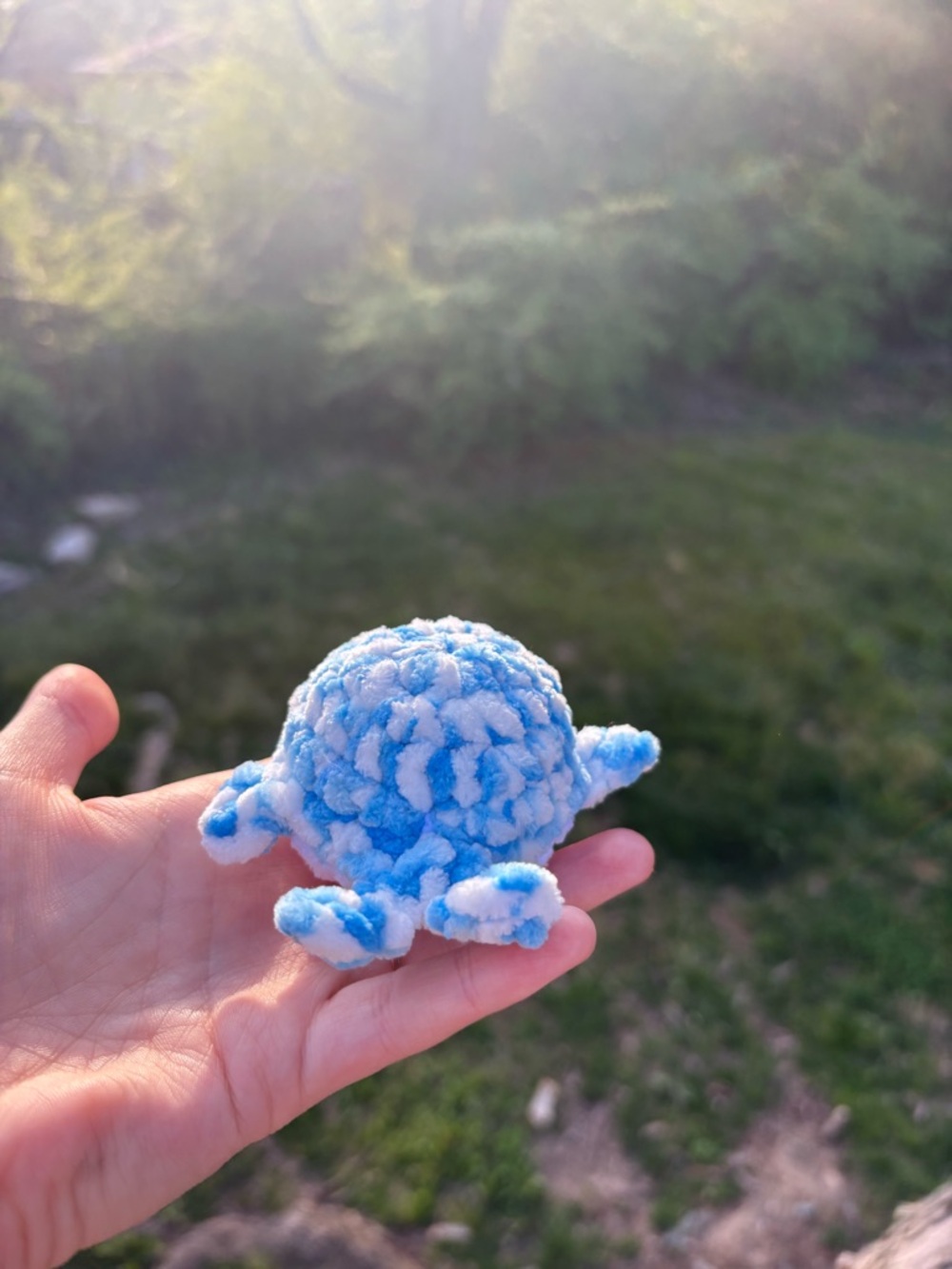 Blue Raspberry Whale Plush Handmade Crochet - Mini Whale Gift Crochet Animal - Picture 5 of 7